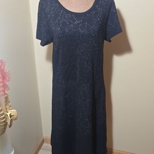 Taylor Elegant Black Midi Dress with Shimmering Details